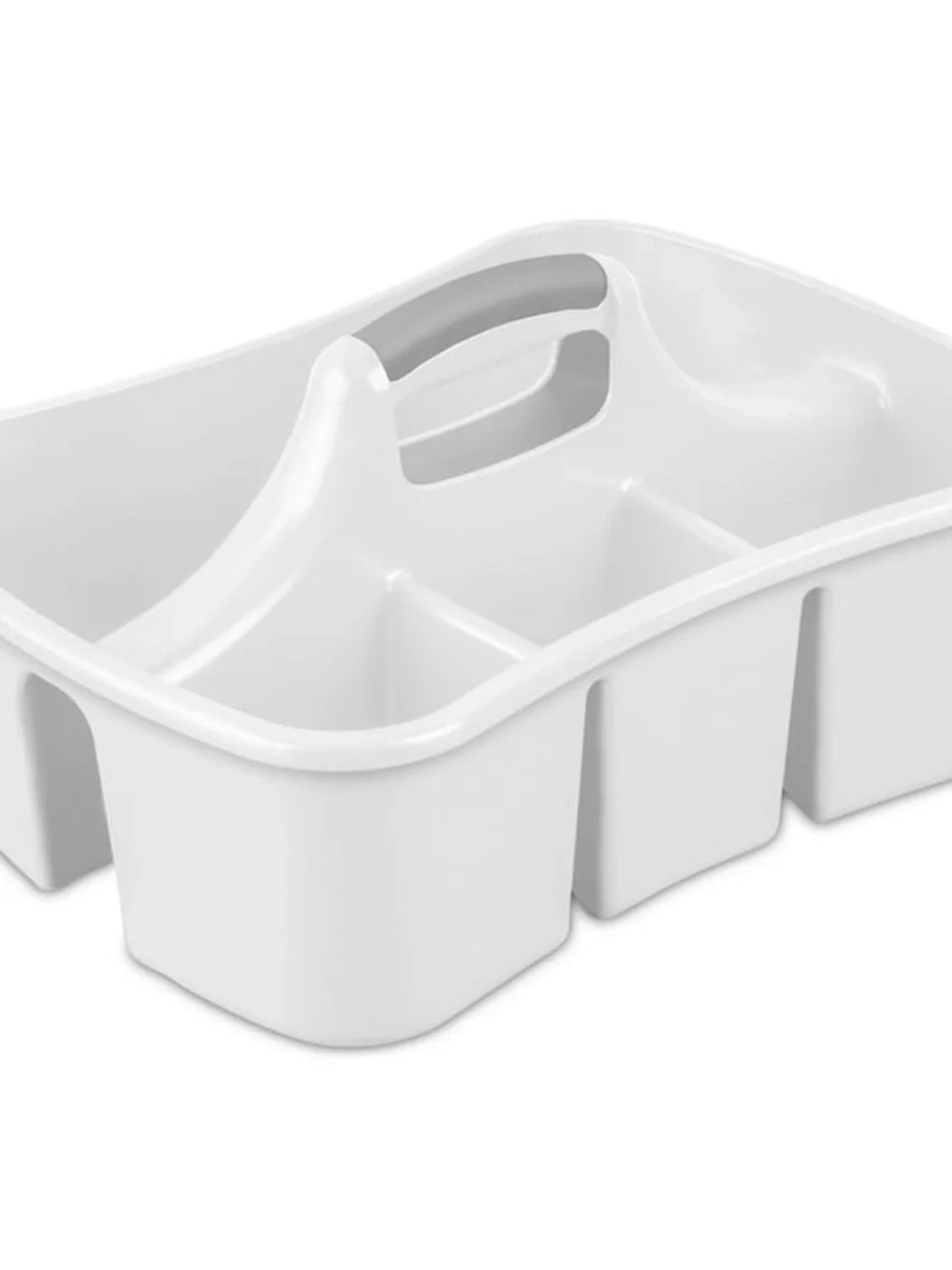 White Plastic Bathtub Caddy Tray with Handle